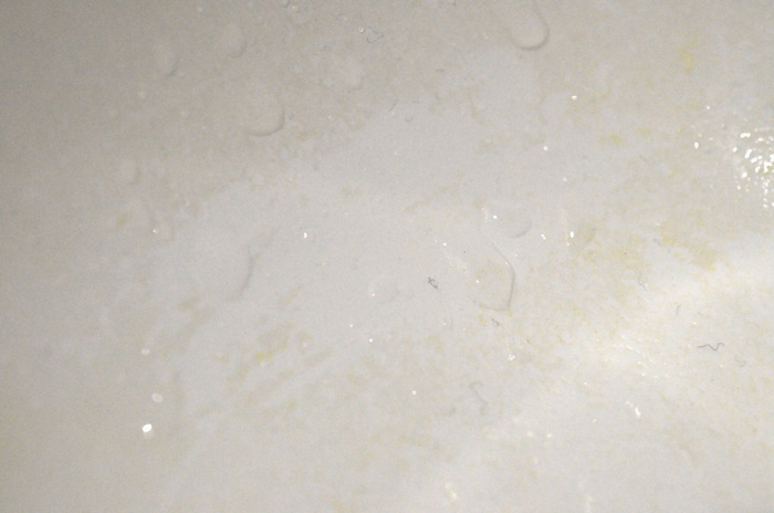リクシルトイレ プレアスHSの手洗鉢の汚れ（拡大）
